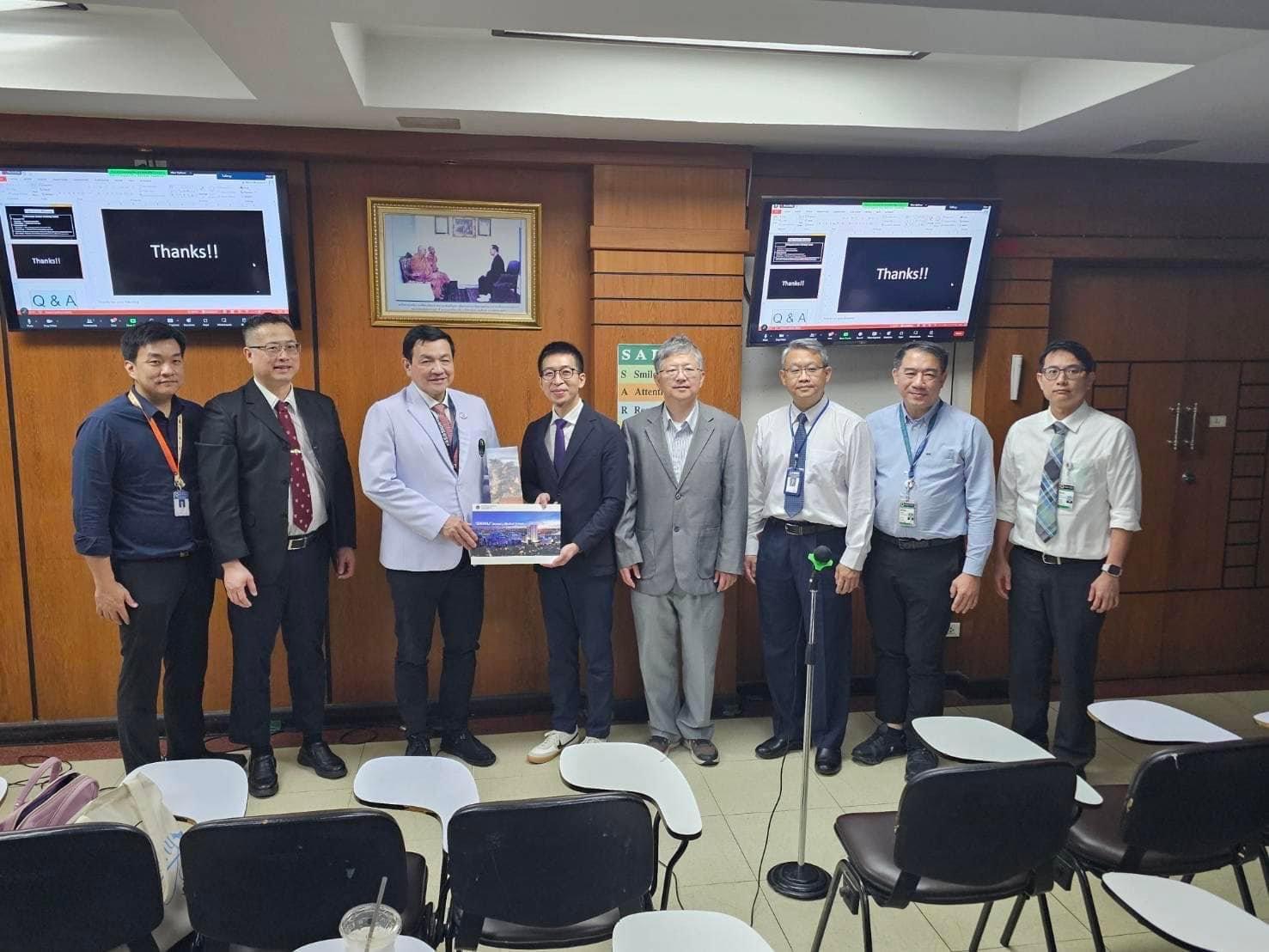 Fig #1.  NCKU Orthopaedic Delegation exchanging scientific, clinical and technological experience with Mahidol University