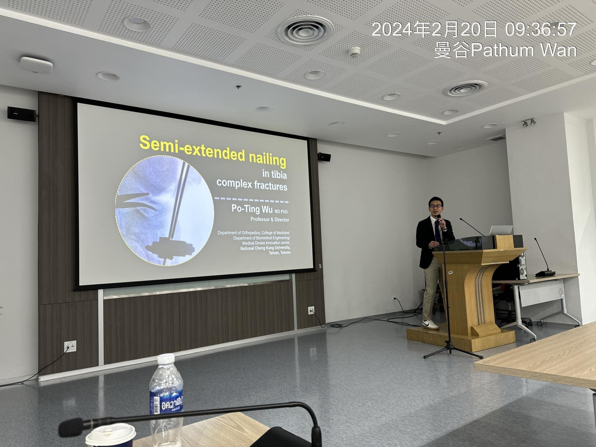 Fig #5.  Professor Po-Ting Wu, Chair of the Department of Orthopaedic Department, at NCKU Hospital, giving a presentation